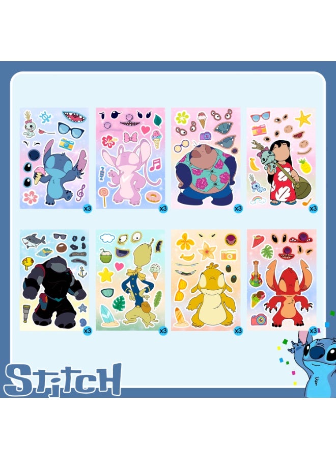 FRUITFUL PARTY Stitch Make Your Own Sticker Kits, 24 Sheet Stitch Stickers, DIY Lilo & Stitch Stickers for Ohana Party Favors, Crafts and Kids Activities - Image 2